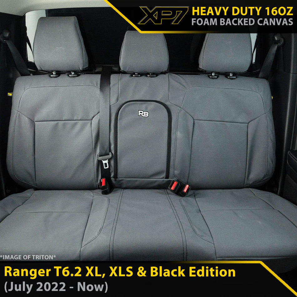 Ford Next-Gen Ranger T6.2 XL, XLS & Black Edition XP7 Heavy Duty Canvas Rear Row Seat Covers (In Stock)-Razorback 4x4
