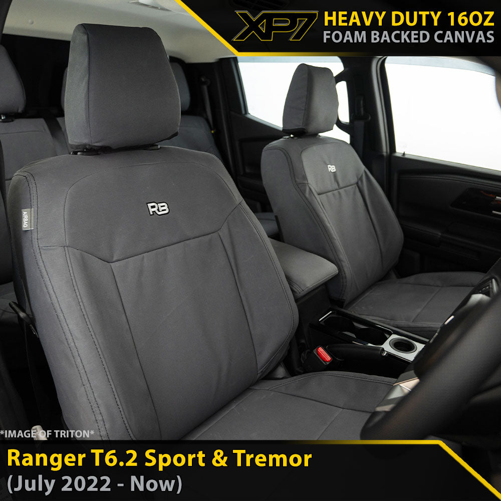 Ford Next-Gen Ranger T6.2 Sport & Tremor XP7 Heavy Duty Canvas 2x Front Seat Covers (In Stock)-Razorback 4x4