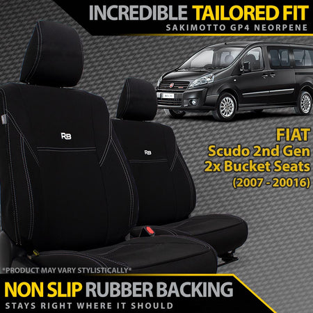 Fiat Scudo 2nd Gen Neoprene 2x Front Seat Covers (Made to Order)-Razorback 4x4