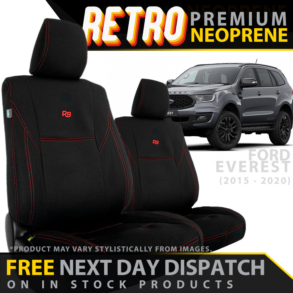 Ford Everest Retro Premium Neoprene 2x Front Seat Covers (In Stock)-Razorback 4x4