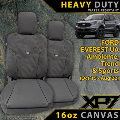 Ford Everest UA Heavy Duty XP7 Canvas 2x Front Seat Covers (Made to Order)-Razorback 4x4