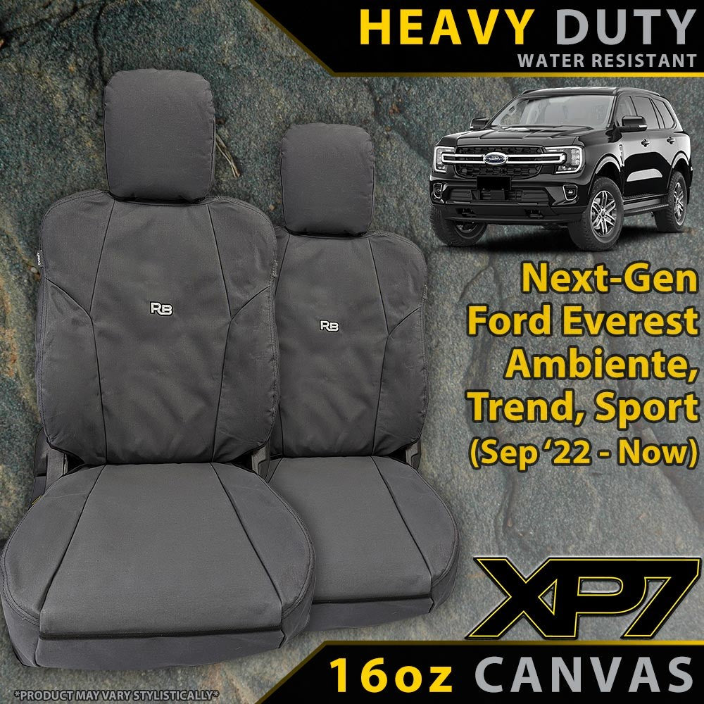 Ford Next-Gen Everest Heavy Duty XP7 Canvas 2x Front Seat Covers (Available)-Razorback 4x4