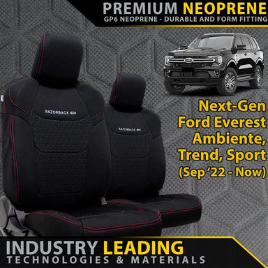 Ford Next-Gen Everest Premium Neoprene 2x Front Row Seat Covers (Made to Order)-Razorback 4x4