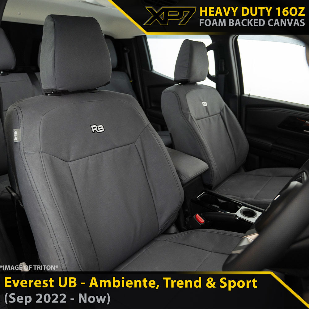 Ford Next-Gen Everest UB Trend, Ambiente & Sport XP7 Heavy Duty Canvas 2x Front Seat Covers (In Stock)