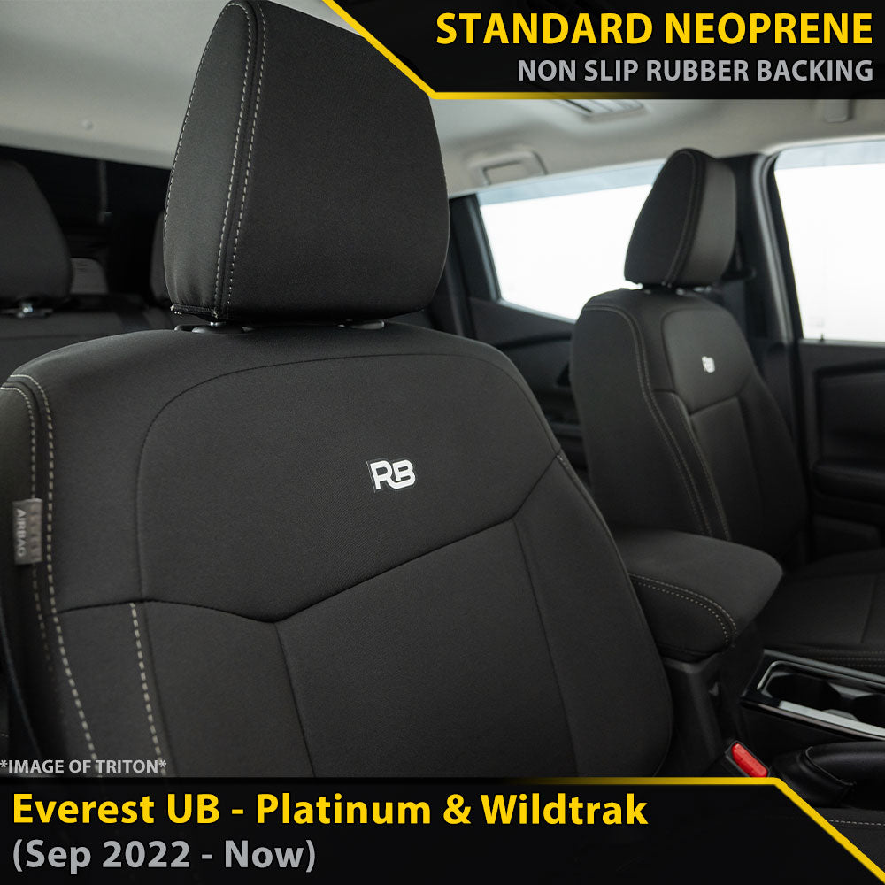 Ford Next-Gen Everest UB Platinum & Wildtrak Neoprene 2x Front Row Seat Covers (In Stock)