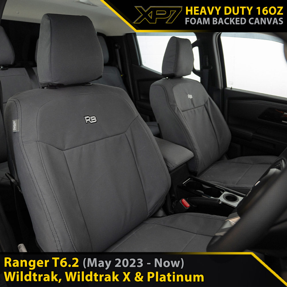 Ford Next-Gen Ranger T6.2 Wildtrak, Wildtrak X & Platinum XP7 Heavy Duty Canvas 2x Front Seat Covers (In Stock)-Razorback 4x4