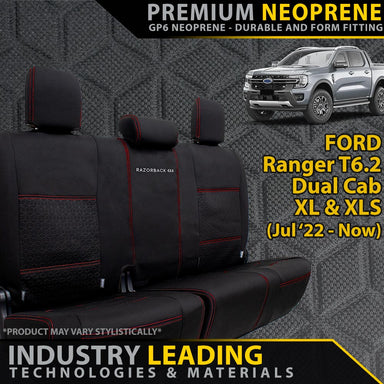Ford Next-Gen Ranger T6.2 XL & XLS Premium Neoprene Rear Row Seat Covers (Made to Order)-Razorback 4x4