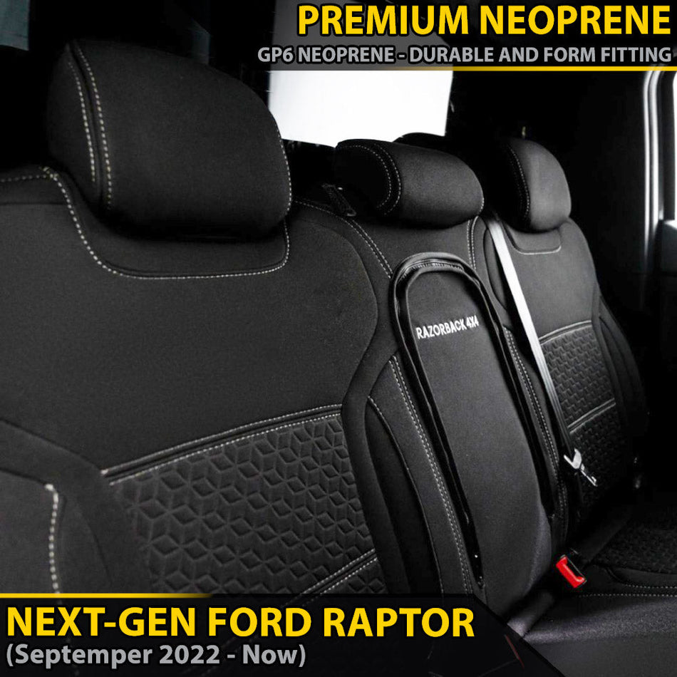 Ford Next-Gen Raptor Premium Neoprene Rear Row Seat Covers (Available)-Razorback 4x4