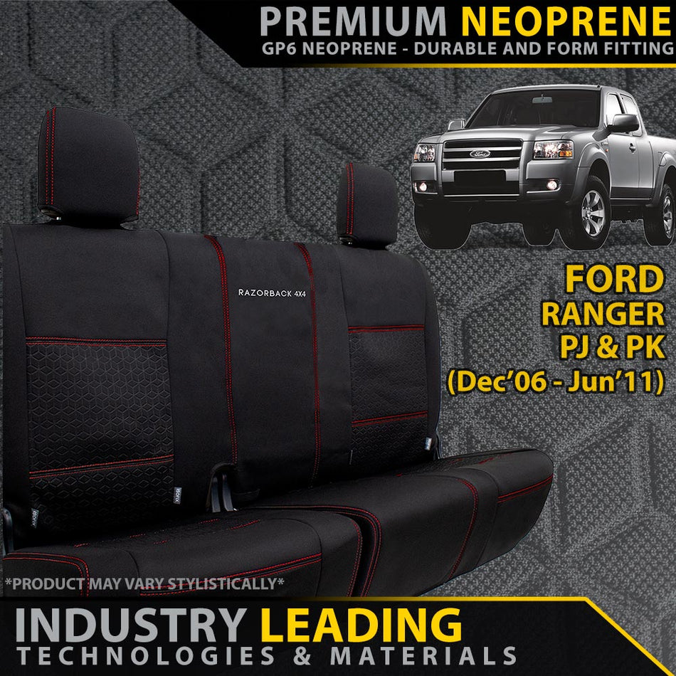 Ford Ranger PJ/PK Premium Neoprene 100% Rear Bench Covers (Made to Order)-Razorback 4x4