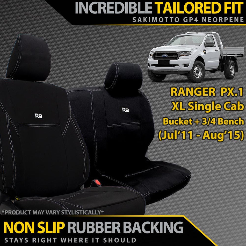 Ford Ranger PX I Neoprene Bucket & 3/4 Bench Seat Covers (Made to Order)-Razorback 4x4
