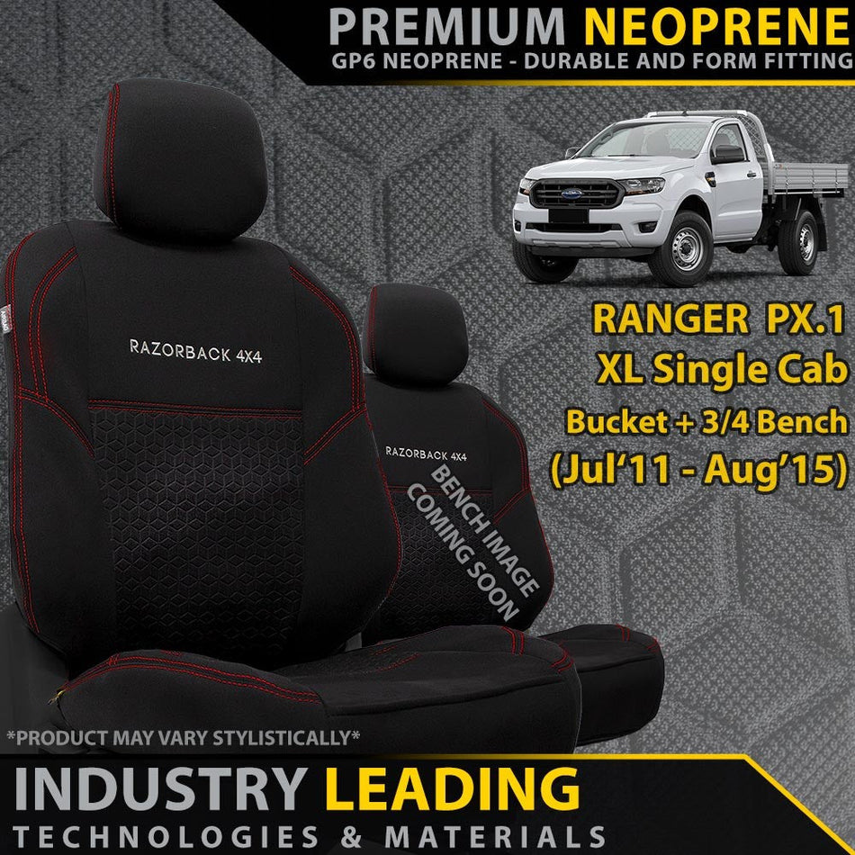 Ford Ranger PX I Premium Neoprene Bucket + 3/4 Bench Seat Covers (Made to Order)-Razorback 4x4
