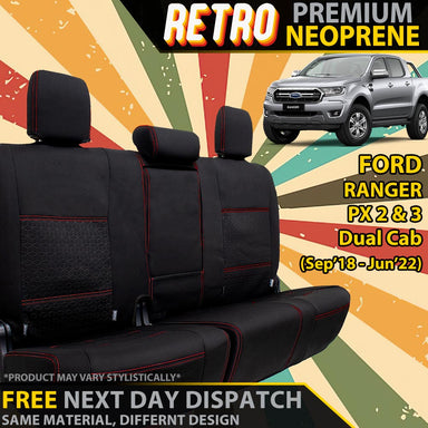 Ford Ranger PX 2 & 3 Retro Premium Neoprene Rear Row Seat Covers (In Stock)-Razorback 4x4