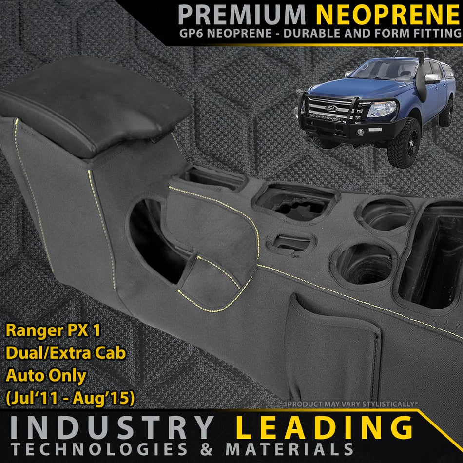 Ford Ranger PX I AUTO Premium Neoprene Console Organiser (Available)-Razorback 4x4