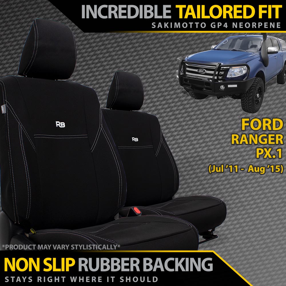 Ford Ranger PX I Neoprene 2x Front Seat Covers (In Stock)-Razorback 4x4