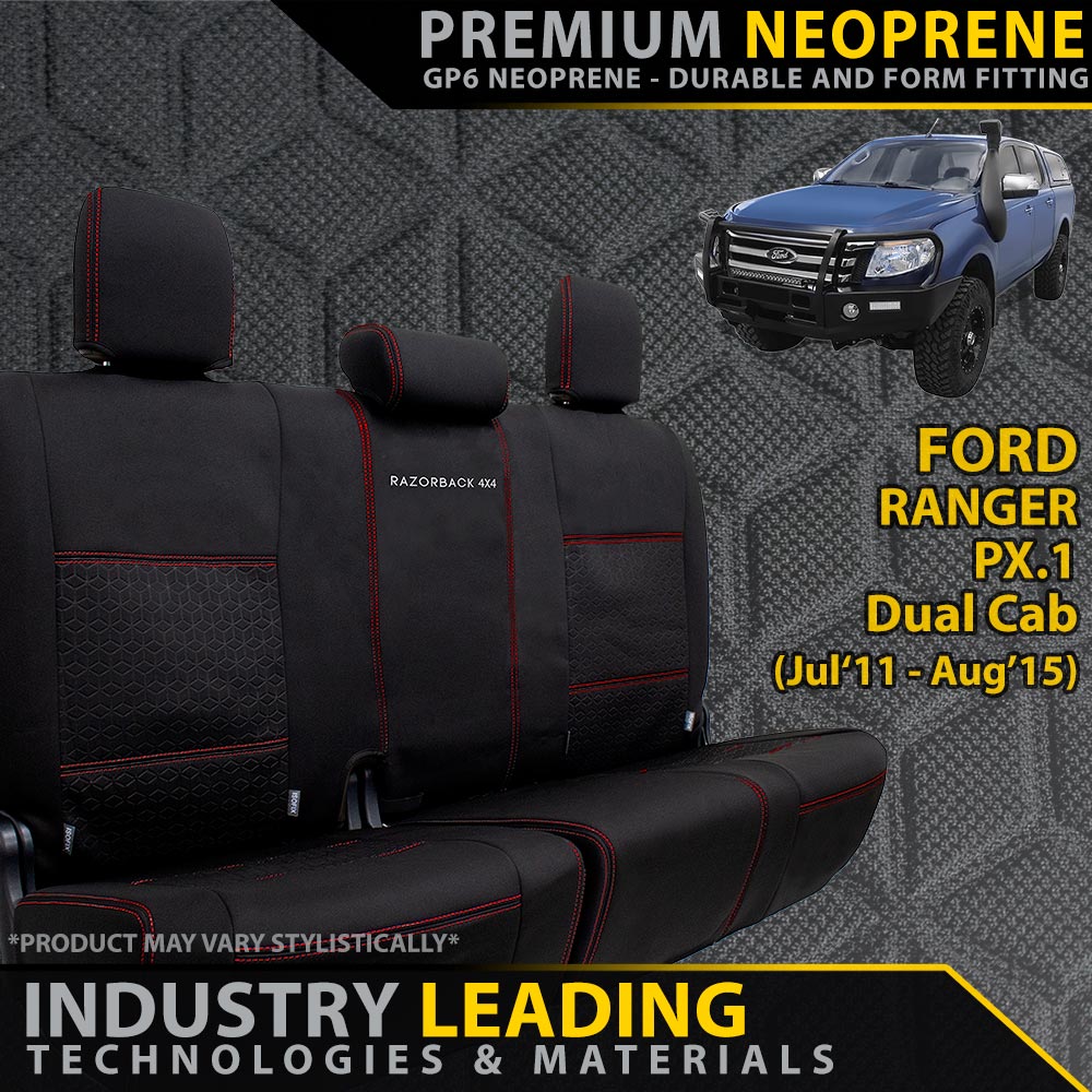Ford Ranger PX I Premium Neoprene Rear Row Seat Covers (Made to Order)-Razorback 4x4