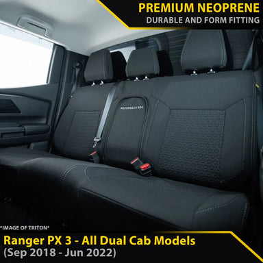 Ford Ranger PX III Premium Neoprene Rear Row Seat Covers (Available)-Razorback 4x4