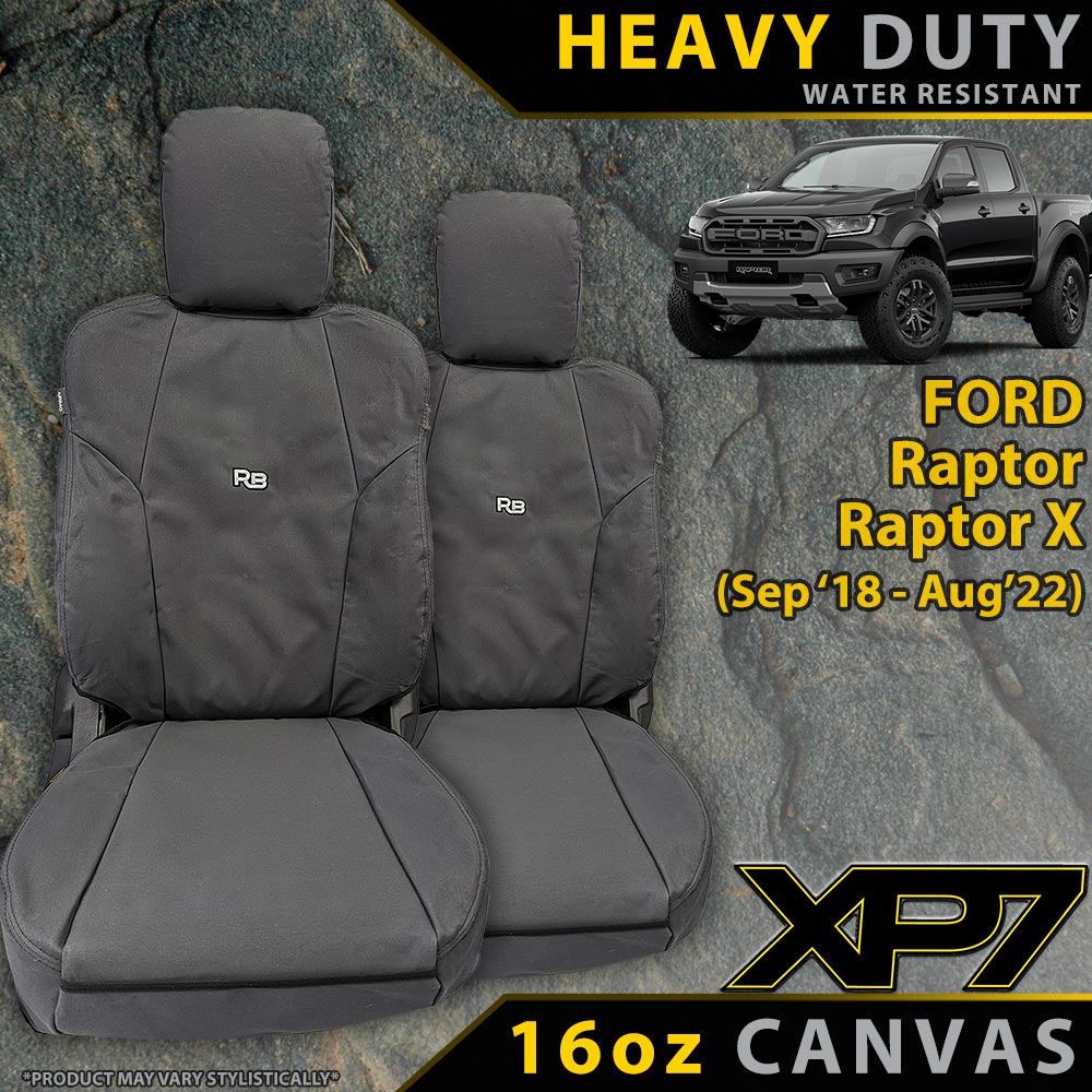 Ford Ranger Raptor Heavy Duty XP7 Canvas 2x Front Seat Covers (Made to Order)-Razorback 4x4