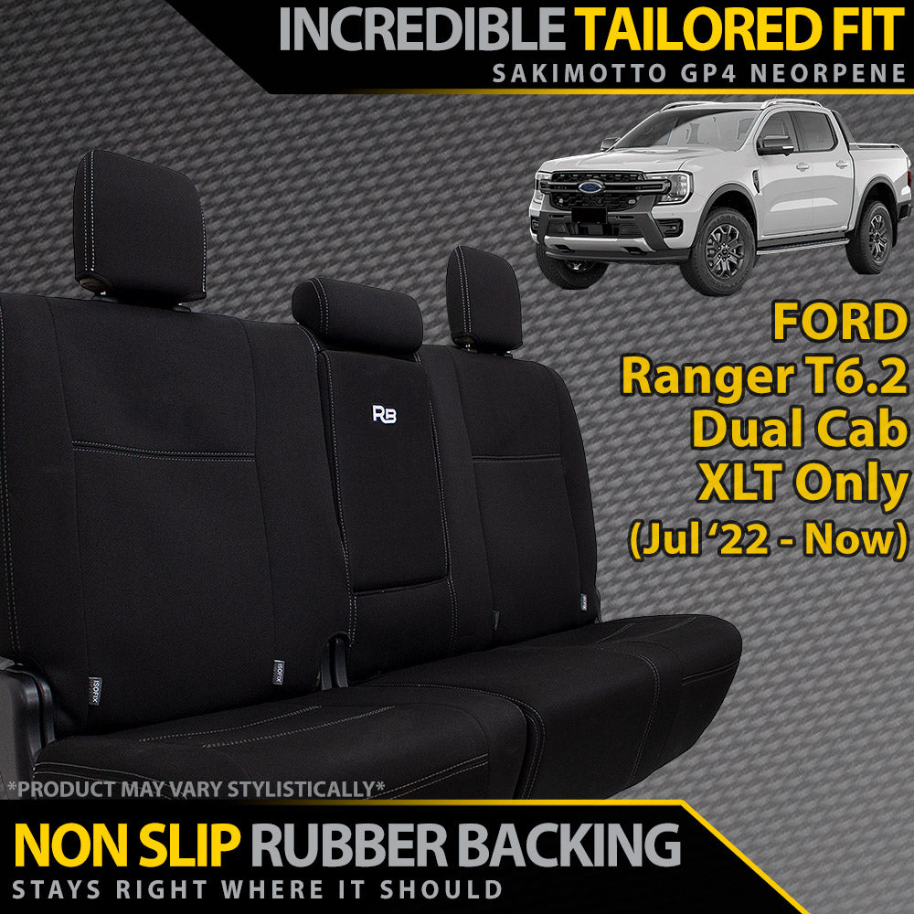 Ford Ranger T6.2 XLT Neoprene Rear Row Seat Covers (Available)-Razorback 4x4