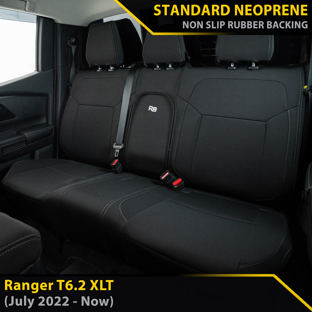 Premium Neoprene Seat Covers For Ford Ranger PX II - Front Fullback Pocket + Rear Cover Set, Airbag Safe, Charcoal Black - View #4