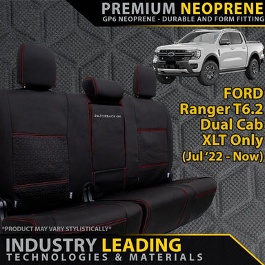 Ford Ranger T6.2 XLT Premium Neoprene Rear Row Seat Covers (Available)-Razorback 4x4