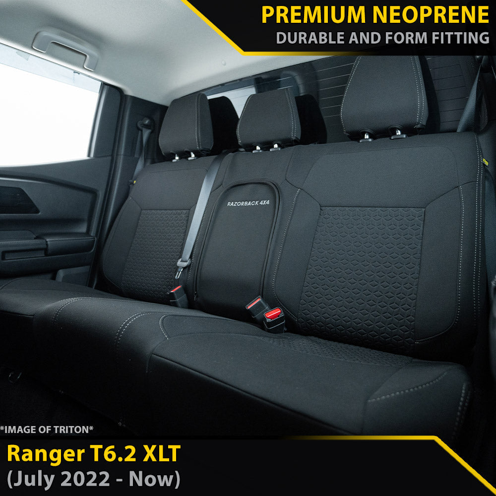 Ford Ranger T6.2 XLT Premium Neoprene Rear Row Seat Covers (Available)-Razorback 4x4