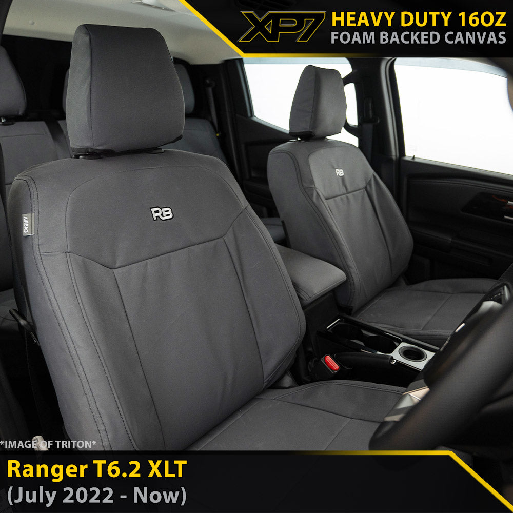 Ford Ranger T6.2 XLT XP7 Heavy Duty Canvas 2x Front Seat Covers (Available)-Razorback 4x4