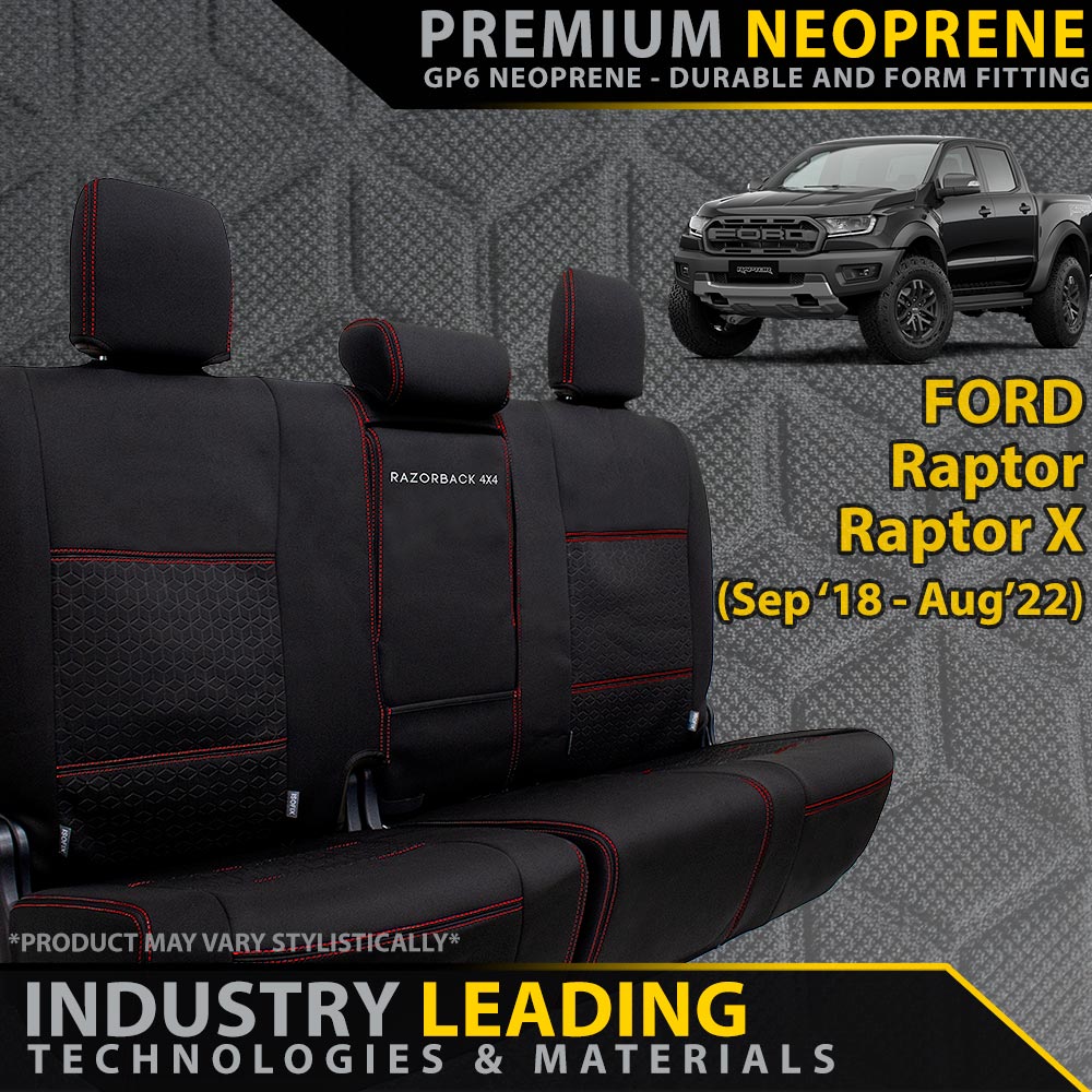 Ford Raptor PX Series Premium Neoprene Rear Row Seat Cover (Available)-Razorback 4x4