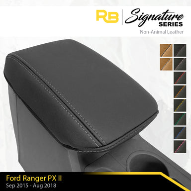 Signature Series Console Lid Cover Black with Charcoal Stitching for Ford Ranger PXII