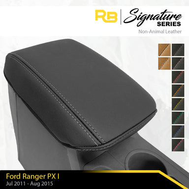 Signature Series Console Lid Cover for Ford Ranger PXI Black with Charcoal Stitching