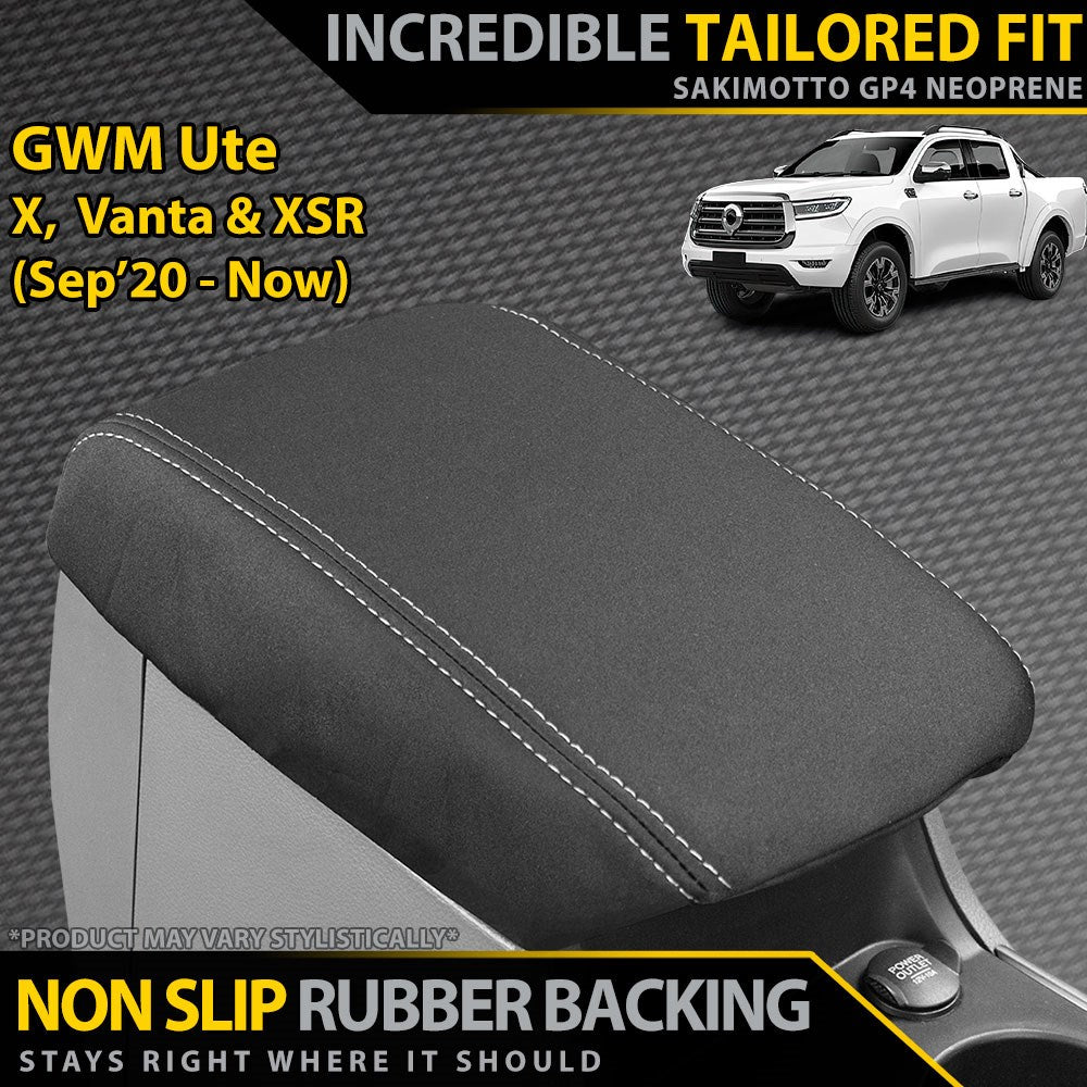 GWM Ute X, Vanta & XSR GP4 Neoprene Console Lid Cover (Made to Order)-Razorback 4x4