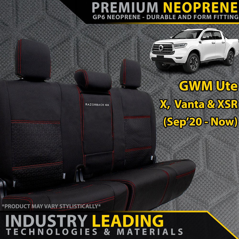 GWM Ute X, Vanta & XSR GP6 Premium Neoprene 2nd Row Seat Covers (Made to Order)-Razorback 4x4