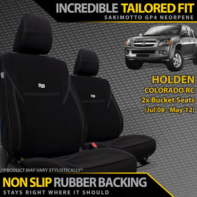 Holden Colorado RC Neoprene 2x Front Seat Covers (Available)-Razorback 4x4