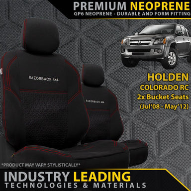 Holden Colorado RC Premium Neoprene 2x Front Seat Covers (Made to Order)-Razorback 4x4