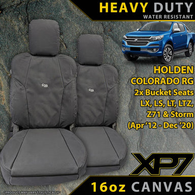 Holden Colorado RG Heavy Duty XP7 Canvas 2x Front Seat Covers (Available)-Razorback 4x4