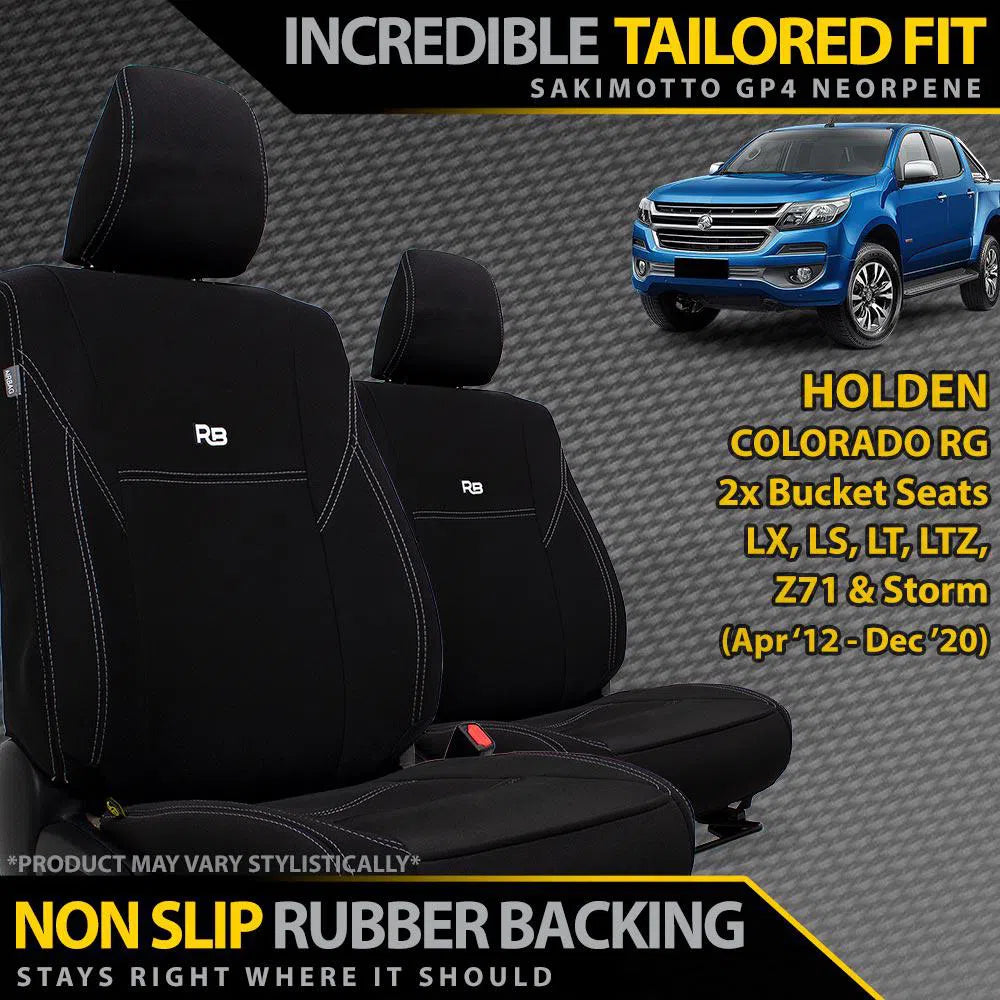 Holden Colorado RG Neoprene 2x Front Seat Covers (Available)-Razorback 4x4