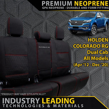 Holden Colorado RG Premium Neoprene Rear Row Seat Covers (Made to Order)-Razorback 4x4