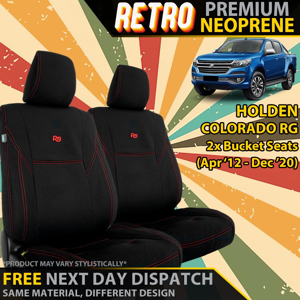 Holden Colorado RG Retro Premium Neoprene 2x Front Seat Covers (In Stock)-Razorback 4x4