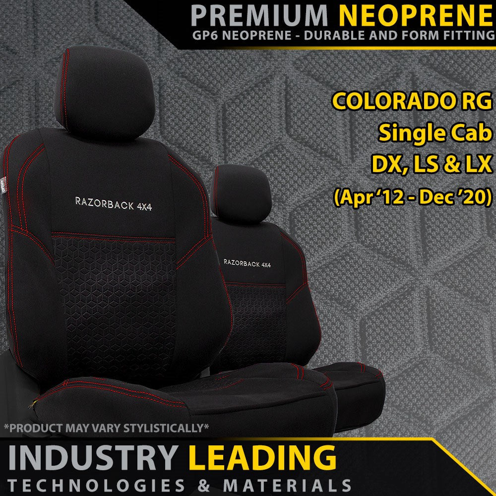 Holden Colorado RG Single Cab GP6 Premium Neoprene 2x Front Row Seat Covers (Made to Order)