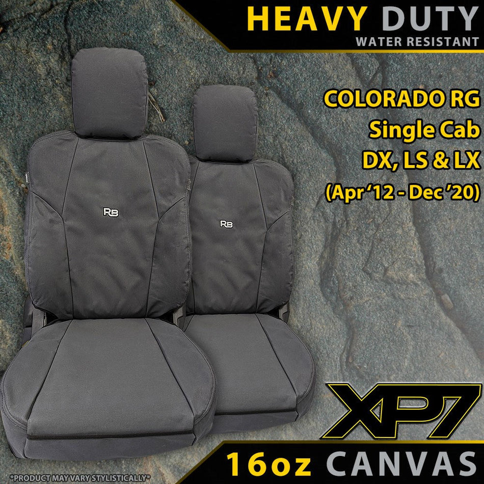 Holden Colorado RG Single Cab Heavy Duty XP7 Canvas 2x Front Seat Covers (Made to Order)-Razorback 4x4