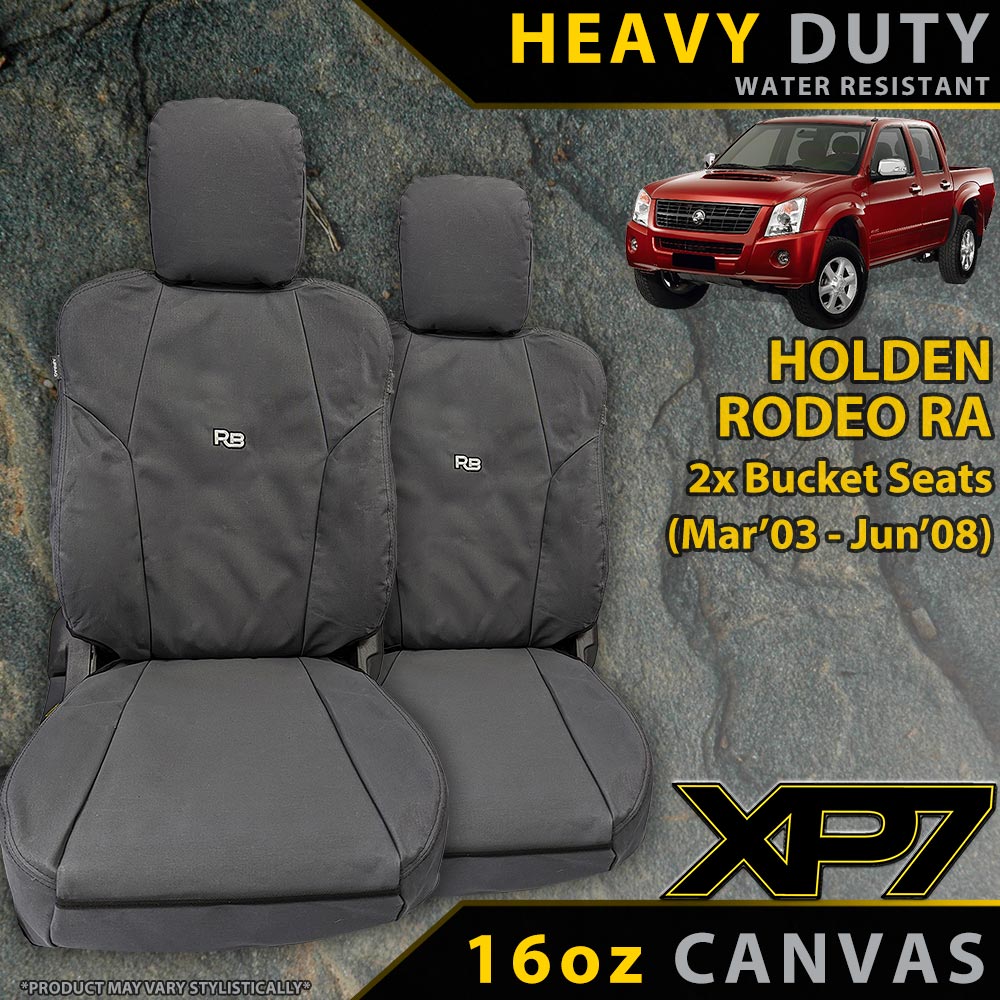 Holden Rodeo RA Heavy Duty XP7 Canvas 2x Front Seat Covers (Made to Order)-Razorback 4x4