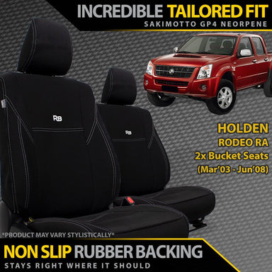 Holden Rodeo RA Neoprene 2x Front Seat Covers (In Stock)-Razorback 4x4