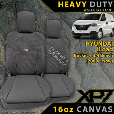 Hyundai iLoad Heavy Duty XP7 Canvas Bucket & 3/4 Bench Front Row Seat Covers (Made to Order)-Razorback 4x4