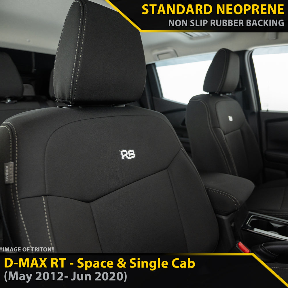 Isuzu D-MAX RT Space & Single Cab GP4 Neoprene 2x Front Row Seat Covers (Made to Order)