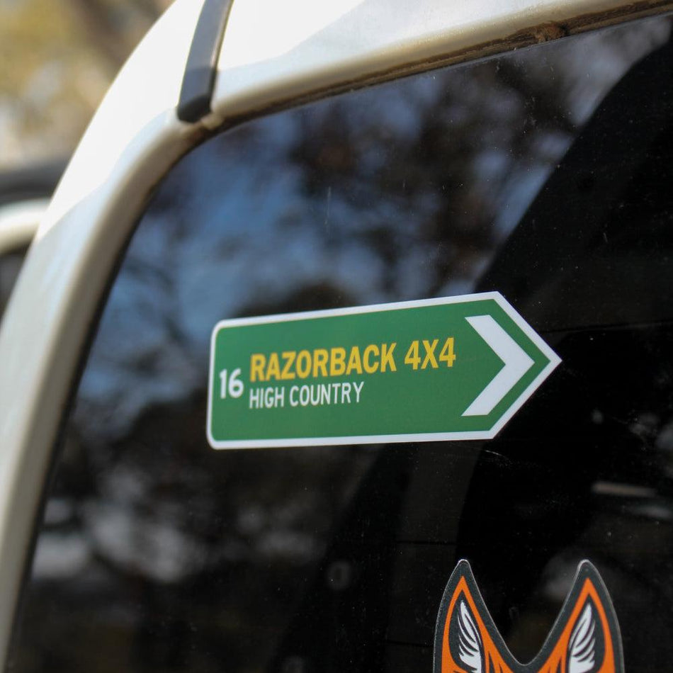 'High Country' - Roadsign Sticker (In Stock)