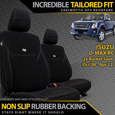 Isuzu D-MAX RC Neoprene 2x Front Seat Covers (Available)-Razorback 4x4