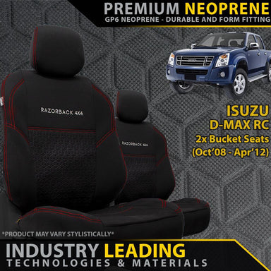 Isuzu D-MAX RC Premium Neoprene 2x Front Seat Covers (Made to Order)-Razorback 4x4