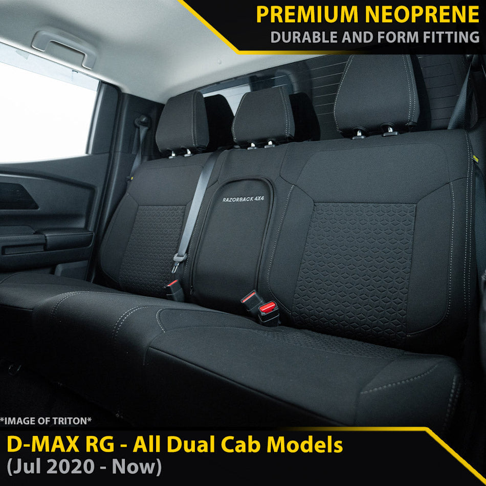 Isuzu D-MAX RG Premium Neoprene Rear Row Seat Covers (Available)-Razorback 4x4
