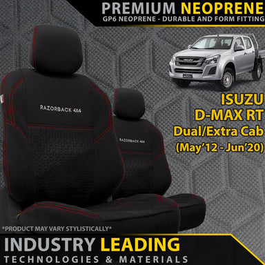 Isuzu D-MAX RT Premium Neoprene 2x Front Seat Covers (Made to Order)-Razorback 4x4
