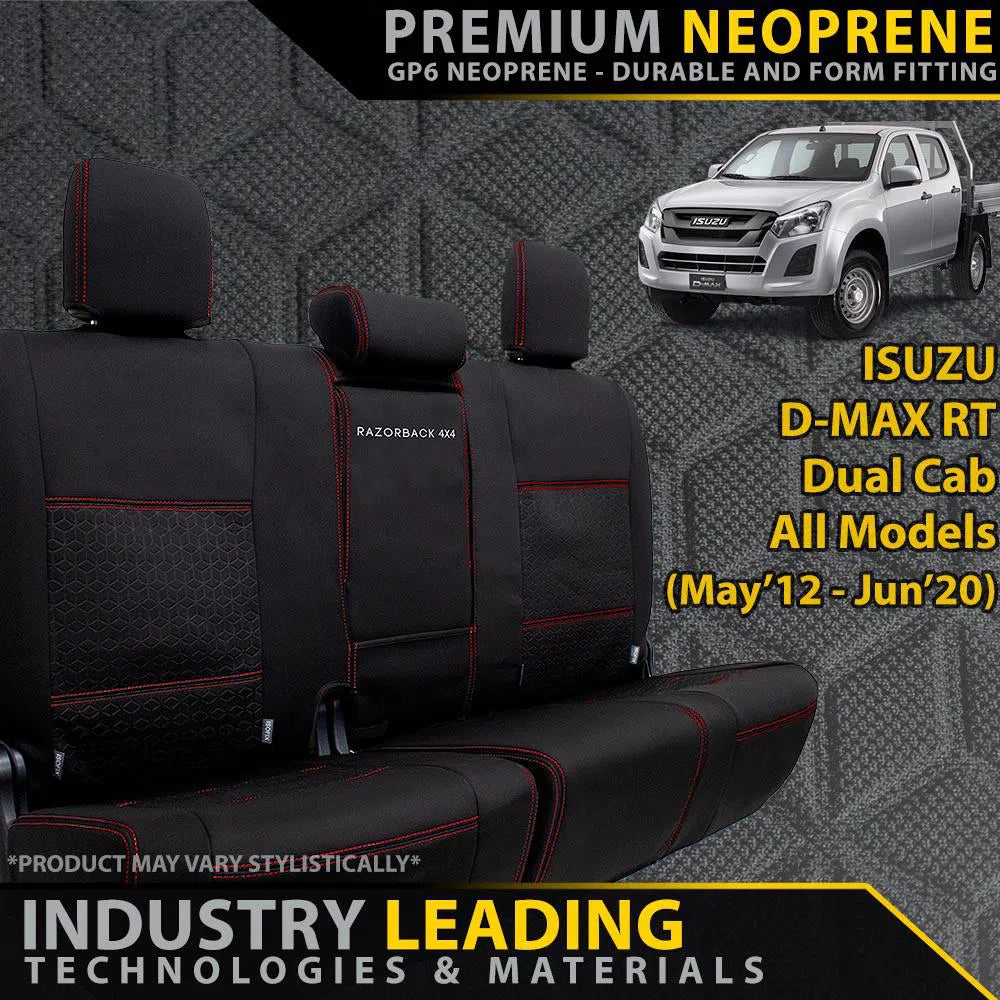 Isuzu D-MAX RT Premium Neoprene Rear Row Seat Covers (Made to Order)-Razorback 4x4