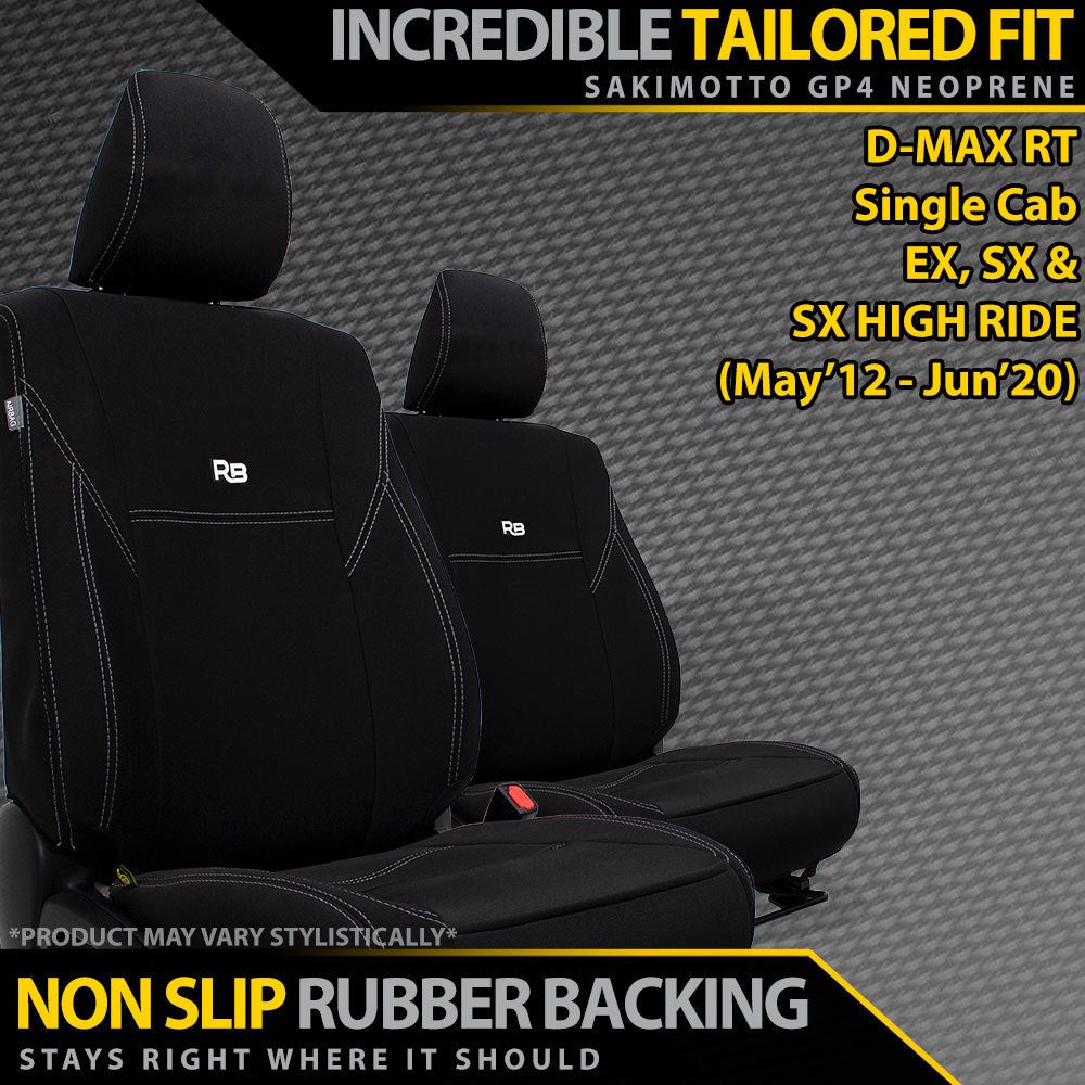 Isuzu D-MAX RT Extra & Single Cab GP4 Neoprene 2x Front Row Seat Covers (Made to Order)